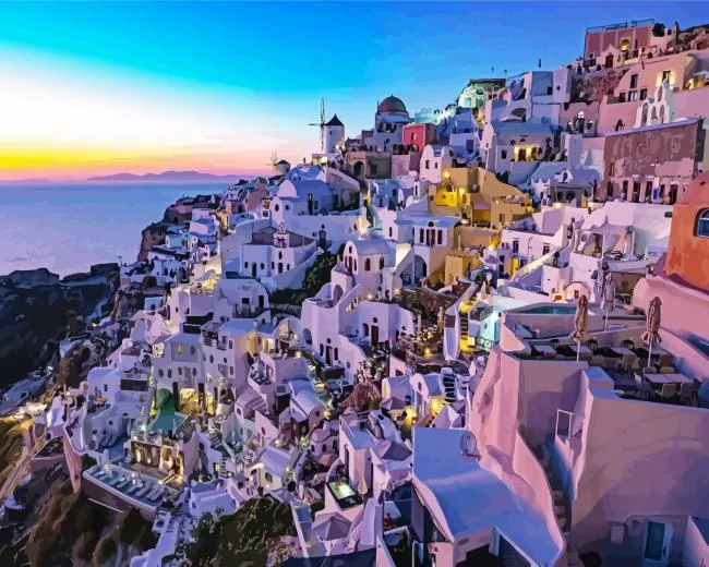 sunsetin Santorini Diamond By Numbers Sunsetin Santorini Diamond Painting