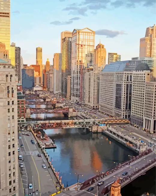 us chicago Illinois Diamond By Numbers US Chicago Illinois Diamond Painting