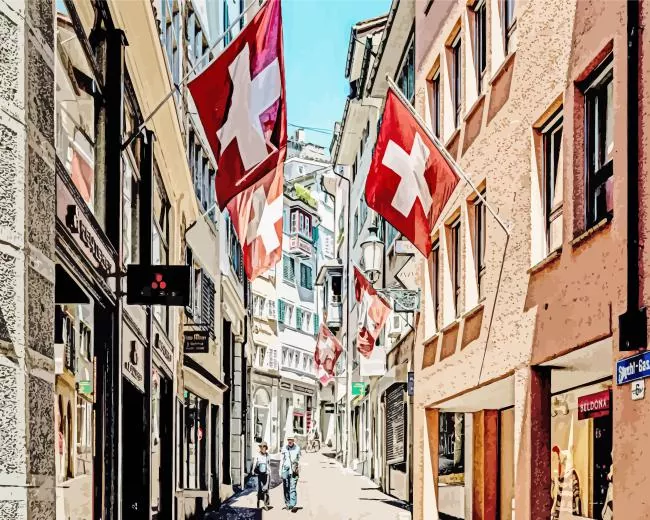 zurich old town Diamond Paints Zurich Old Town Diamond Painting