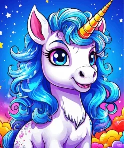 Baby Blue And White Unicorn Diamond Painting
