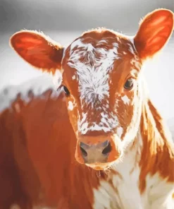 Baby Brown And White Cow Diamond Painting
