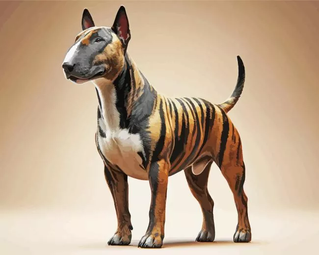 black and brown bull terrier Diamond With Numbers Black And Brown Bull Terrier Diamond Painting