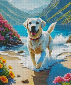 Blonde Labrador In The Beach Diamond Painting
