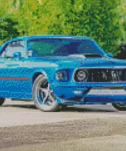 Blue 60s Mustang Diamond Painting