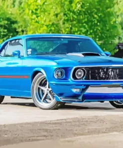 Blue 60s Mustang Diamond Painting