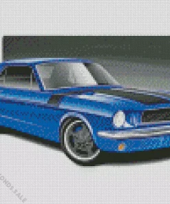 Blue 60s Mustang Car Diamond Painting