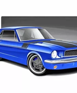 Blue 60s Mustang Car Diamond Painting
