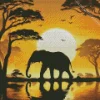 Elephant Silhouette Sunset Diamond Painting