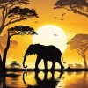 Elephant Silhouette Sunset Diamond Painting