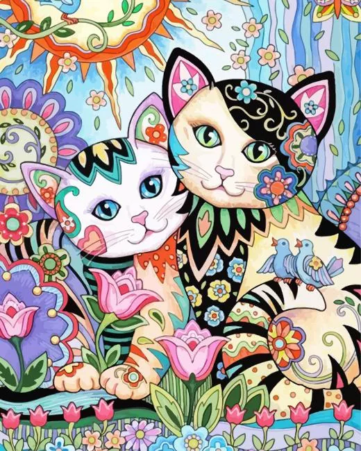 floral kittens Diamond Paints Floral Kittens Diamond Painting