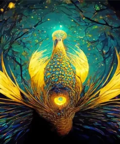 Golden Peacock Bird Diamond Painting