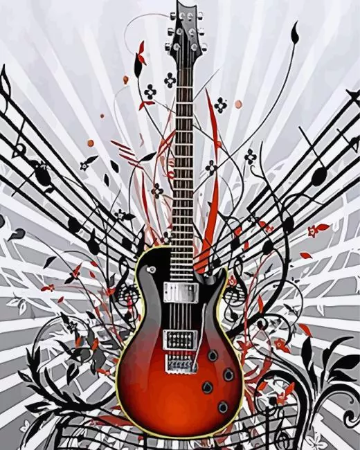 red guitar Diamond By Numbers Red Guitar Diamond Painting