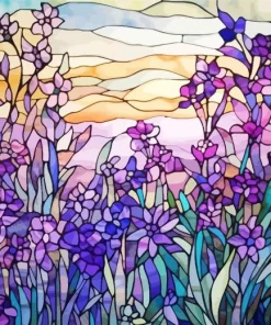 Field Of Lavender Stained Glass Diamond Painting