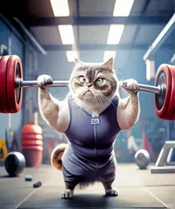 Powerlifting Kitty Diamond Painting