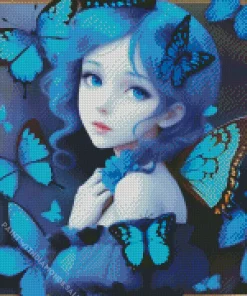 Blue Butterfly Girl Diamond Painting