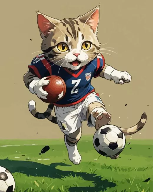cat playing football Diamond Paints Cat Playing Football Diamond Painting