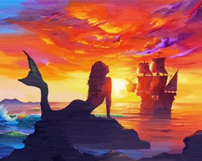 mermaid sunset silhouette Diamond Dotz Mermaid Sunset Silhouette Diamond Painting