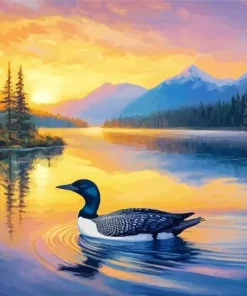 Sunset Lake Duck Diamond Painting