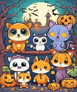 Fun Halloween Animals Diamond Painting
